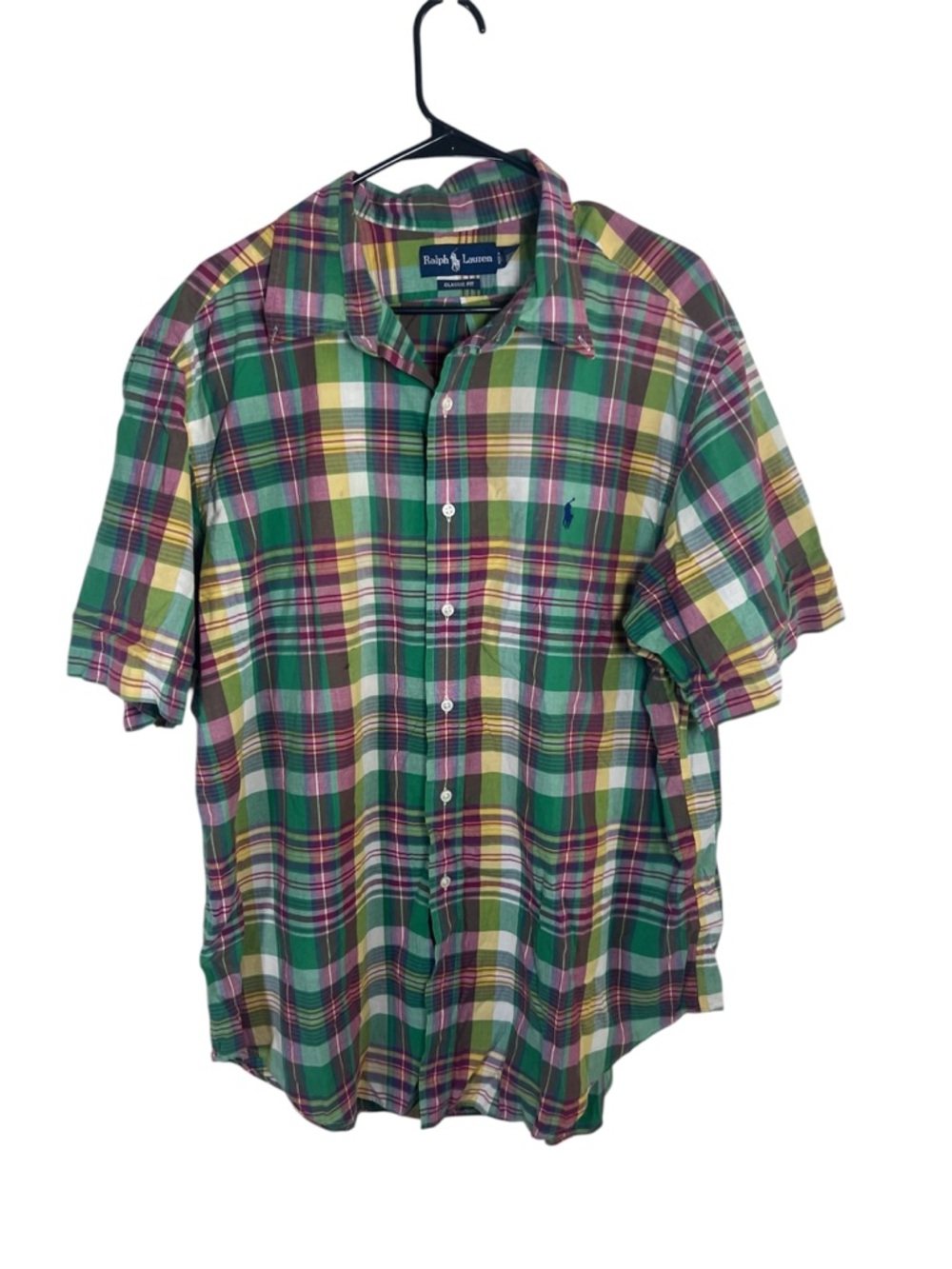 Ralph Lauren Green Plaid Lightweight Cotton Button-Up Shirt Size XXL